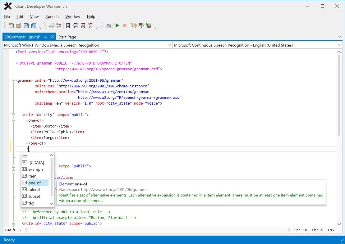 Grammar EditingEdit SAPI 5, L&H BNF+, JSGF, and W3C speech recognition grammars faster with built-in intelliprompt that suggests valid grammar syntax.