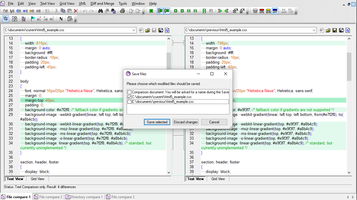 Screenshot of Altova DiffDog Enterprise Edition