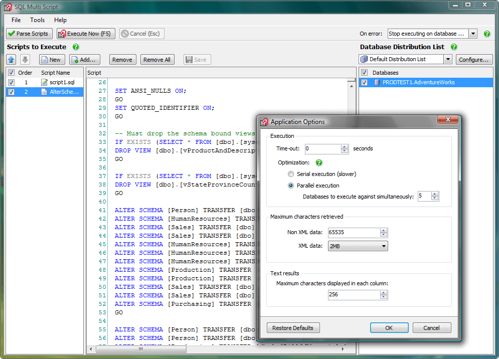 SQL Multi ScriptUnlimited: execute multiple scripts against multiple SQL Servers with a single click.