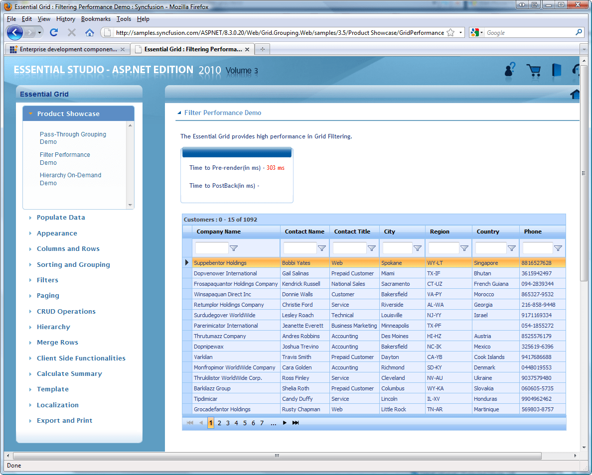 Syncfusion Essential Grid for ASP.NET