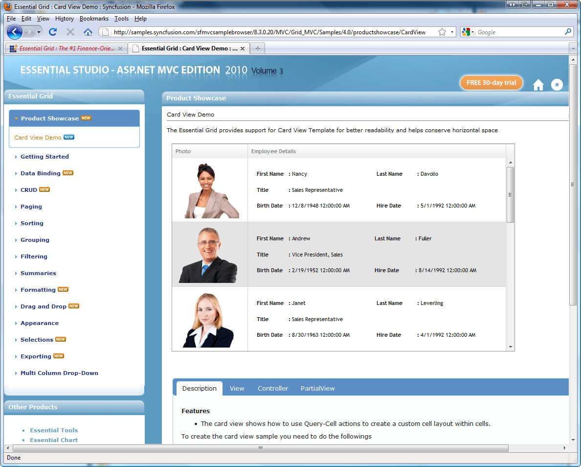 Bản quyền Syncfusion Essential Grid for ASP.NET MVC chính hãng