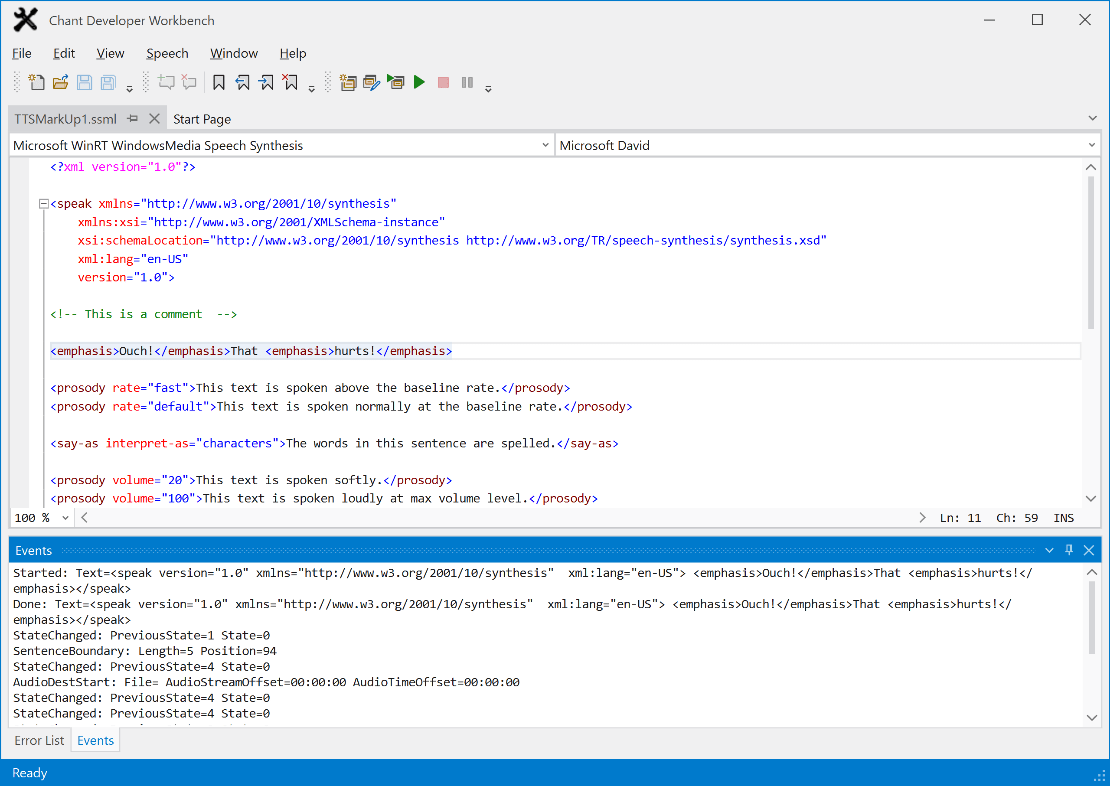TTS PlaybackPlayback text-to-speech markup with a click of the button. Highlight specific text or playback the entire document.