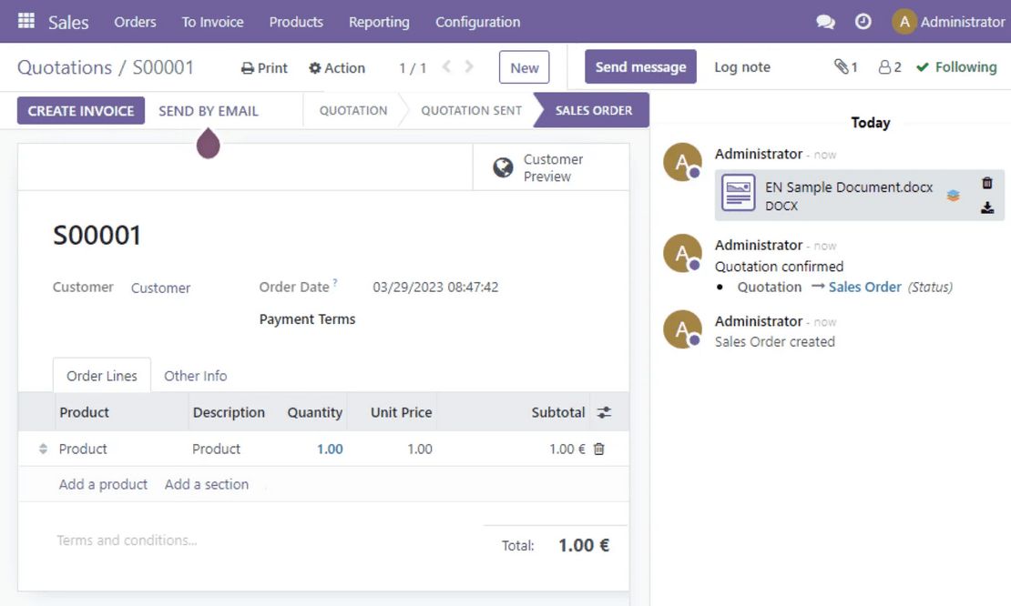 ONLYOFFICE Docs Enterprise Edition with Odoo Connector
