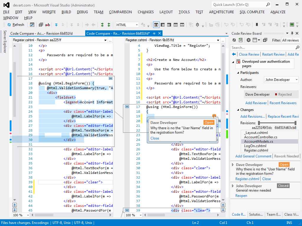 Screenshot of Code Compare