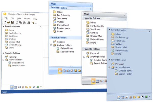 Screenshot of Codejock Shortcut Bar ActiveX