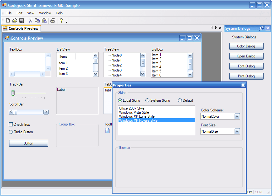 ToolsDevelopers can use an enhanced set of sophisticated tools to completely skin their application framework and components that can be used on any Windows pla