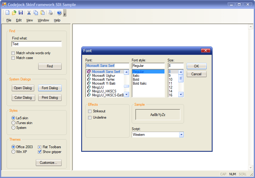 Application SkinningEvery piece of an application can be skinned including components such as the title bar, window frame, buttons, edit controls, check boxes,