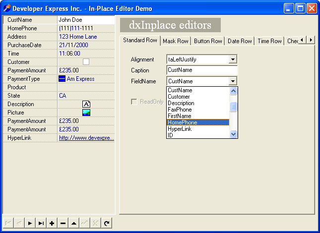 Inplace EditorsIn-place editors that support button controls can contain several buttons. Use the Buttons property to manage them. At design or runtime, a user