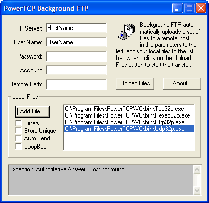 Background FTPStream multiple files over a network.