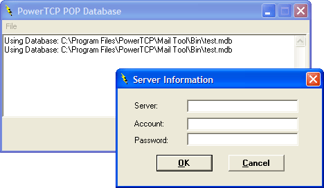 POP3 to DatabaseYou can populate a database with all the messages that currently reside in a designated POP3 Account.