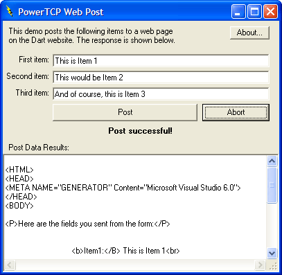 PostPost data to a web site.