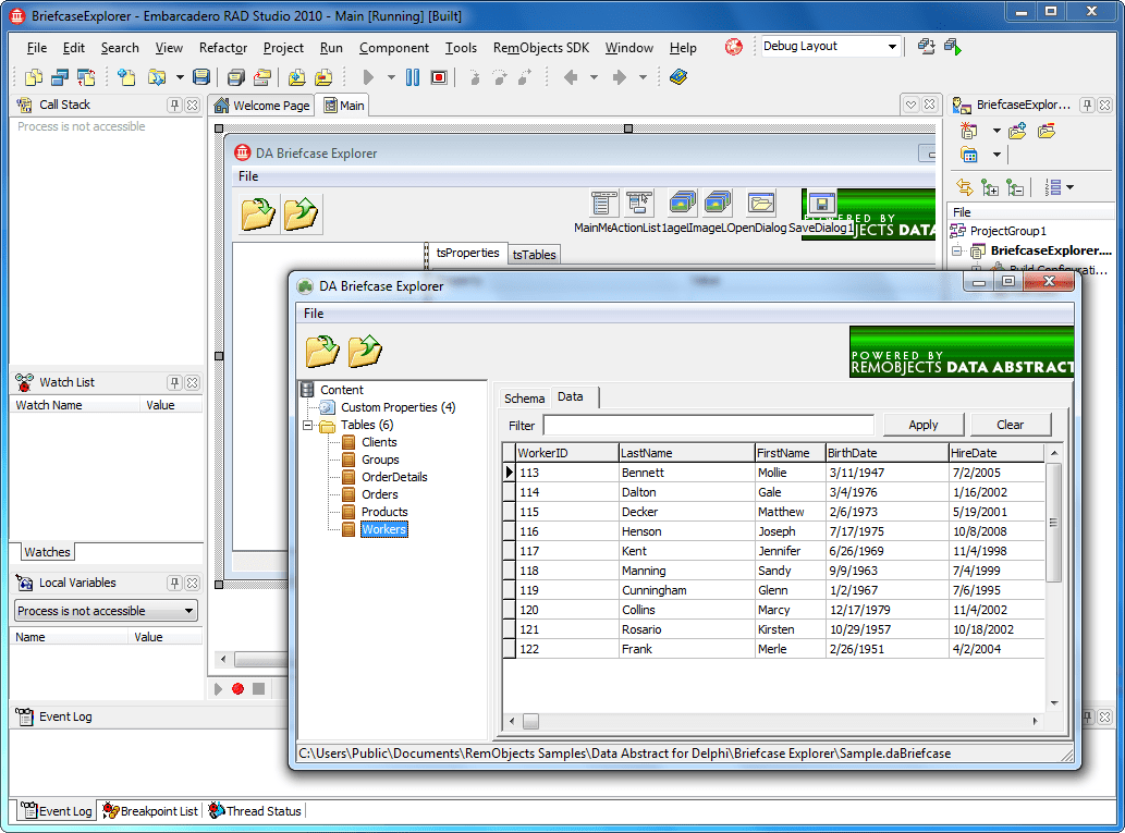 Screenshot of Data Abstract for Cocoa and Delphi