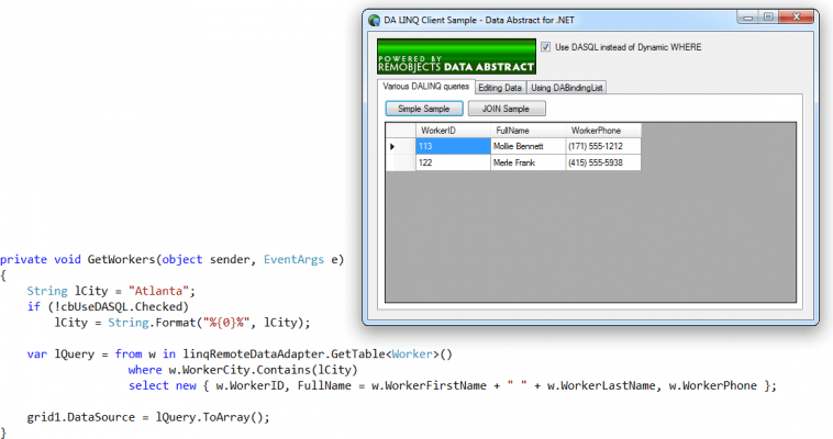 The only framework with true client-side LINQ functionality.
