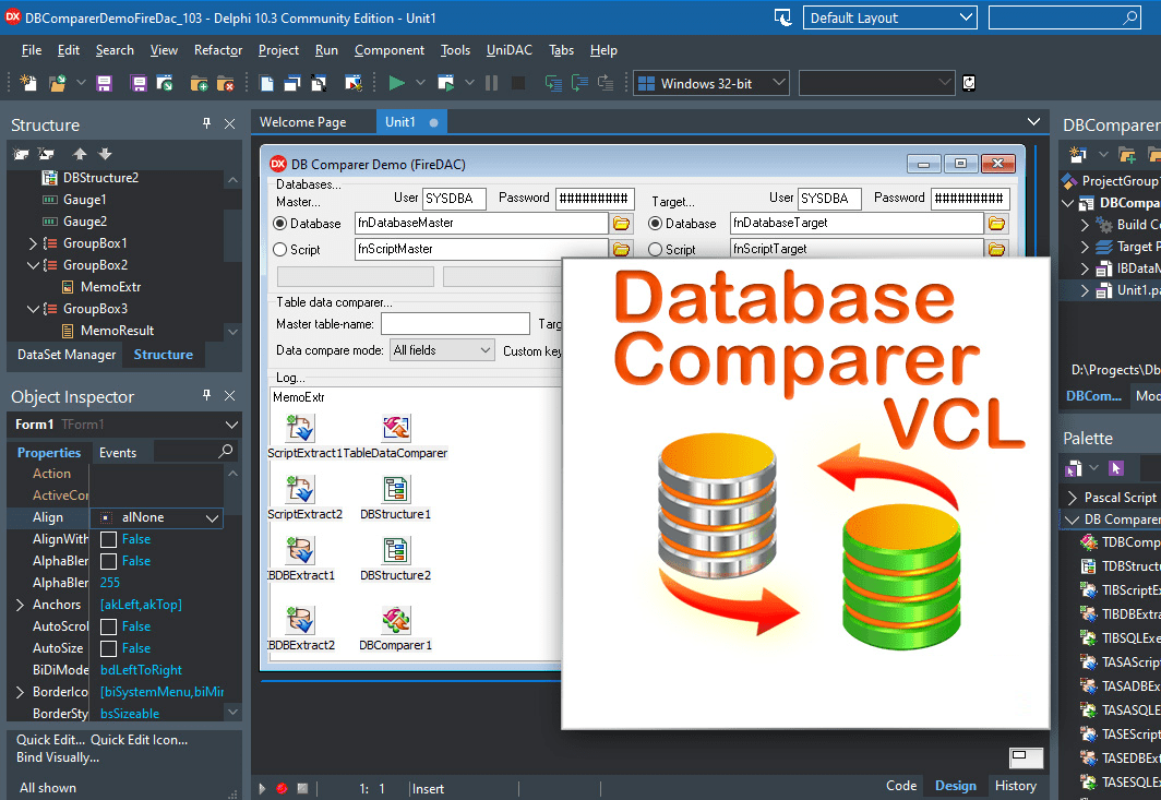 Screenshot of Database Comparer VCL for Delphi, C++Builder