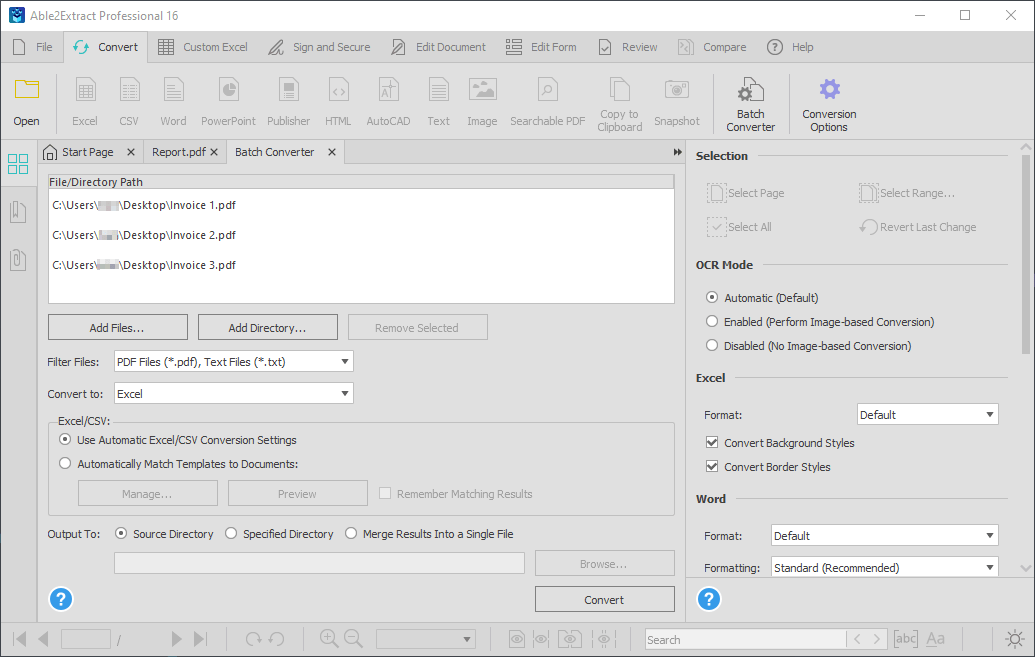 Batch PDF Conversion
