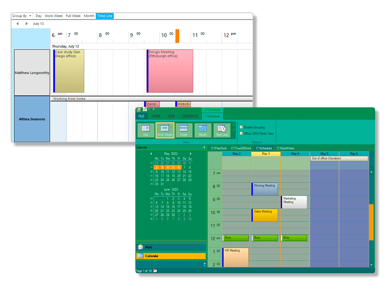 Intuitive Event Scheduler for WinFormsEasily integrate Microsoft Office-style scheduling into your applications with ComponentOne Scheduler for WinForms.
