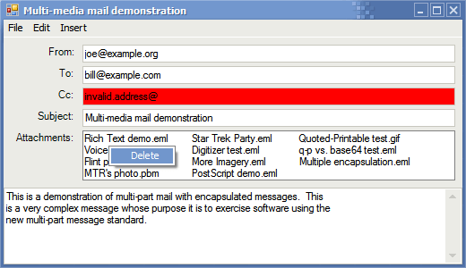 Screenshot of Rebex MSG