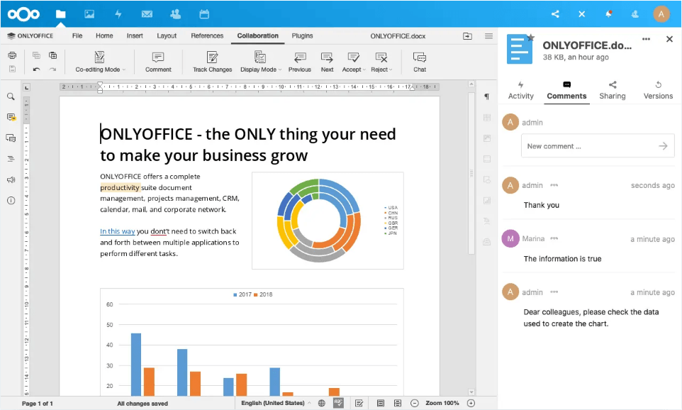 ONLYOFFICE Docs Enterprise Edition with Nextcloud Connector
