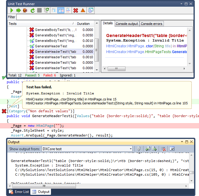 Test execution details