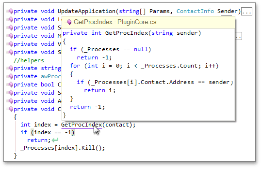 Click IdentifierClick Identifier moves the caret to the declaration of the current identifier with a single click when Ctrl is pressed. CodeRush can also show t