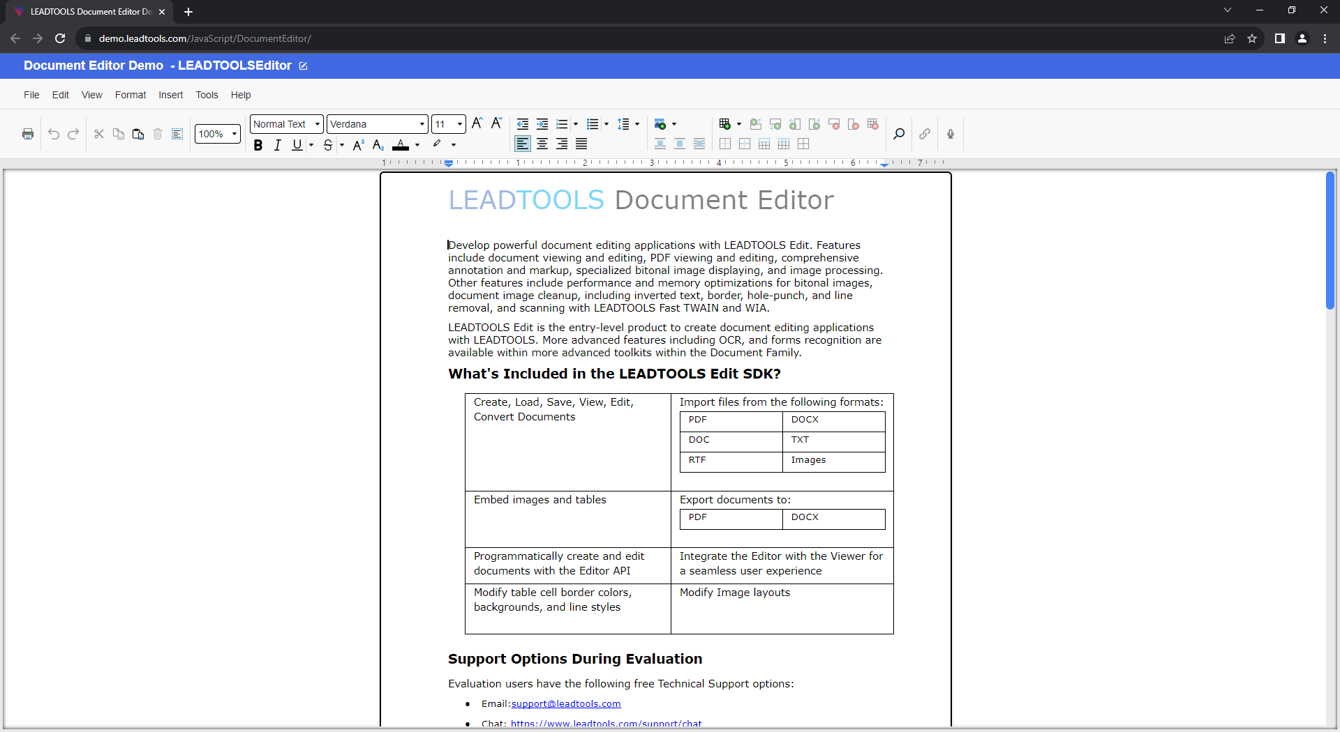 Create, Edit, and Convert RTF, DOCX, and PDFCreate, edit, and convert RTF, DOCX, and PDF files with the LEADTOOLS HTML5/JavaScript Document Editor control.