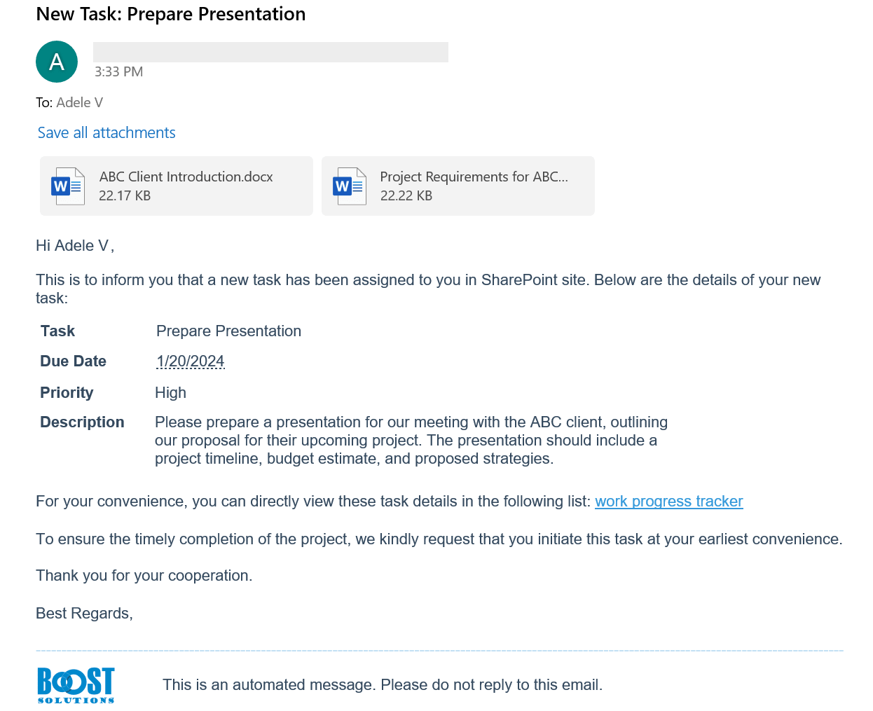 Screenshot of Alert Reminder App for SharePoint Online