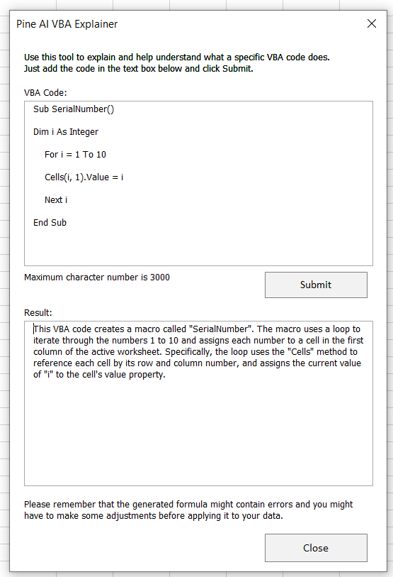 Get detailed explanation of what VBA code does.