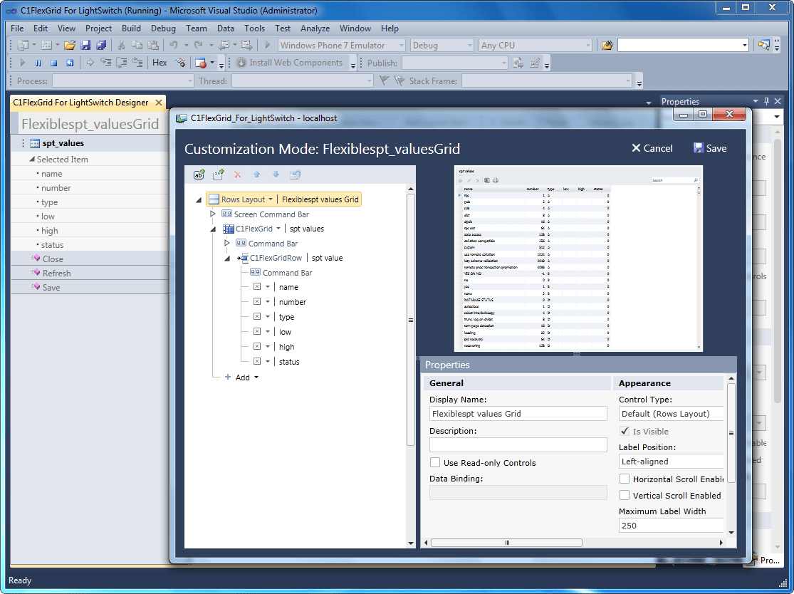 ComponentOne FlexGrid for LightSwitch