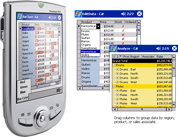 Screenshot of ComponentOne FlexGrid for Mobile Devices