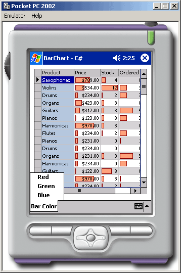 Bar ChartCreate bar charts from your grid data.