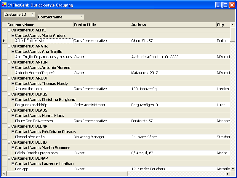 Screenshot of ComponentOne FlexGrid for WinForms
