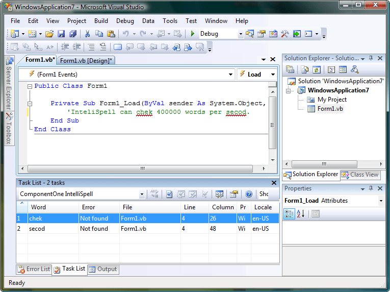 Screenshot of ComponentOne IntelliSpell