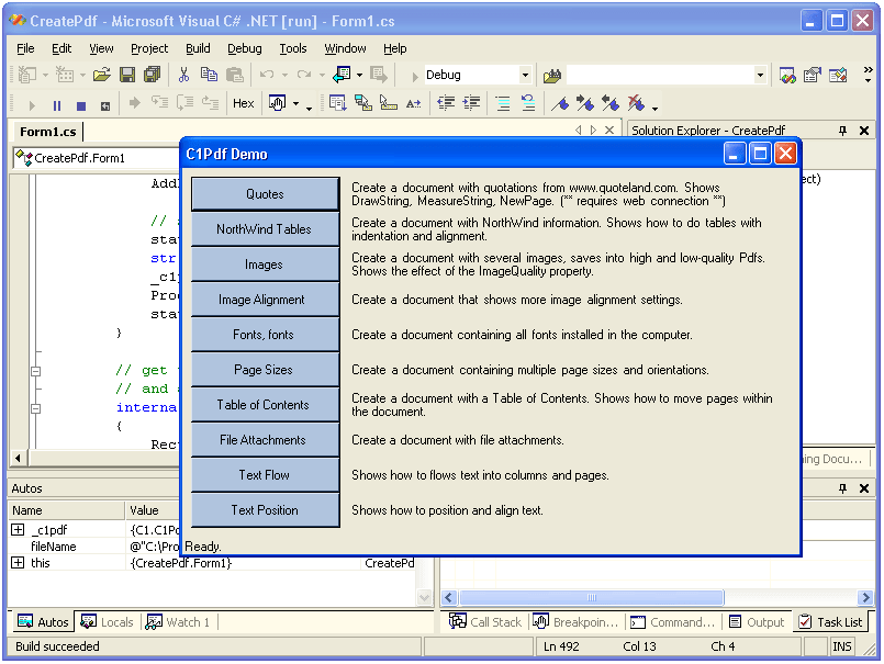 Advanced PDF creation toolsIncludes most of the advanced features included in the PDF specification, such as Table of Contents, Images, Compression, Hyperlinks,