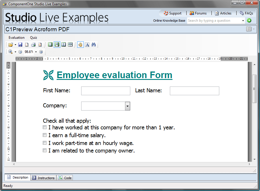 ComponentOne PDF for WinFormsComponentOne PDF for WinForms 2009 PDF now supports AcroForms/AcroFields support. You can create Acrobat forms with the following f