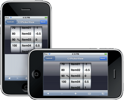 PickerViewYou can pick your data, and have fun doing it! ComponentOne PickerView™ for iPhone shows one or more sets of values using a spinning-wheel or slot-mac