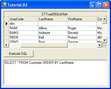 ad-hoc SQL queriesAutomatically sense changes to the database at run time. Use True DBGrid to display the results of ad-hoc SQL queries.