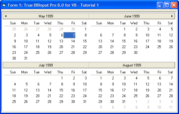 Calendar InputCreate calendar input using TDBCalendar control which can be set up, by setting the margin spacing around the control and determining the number o