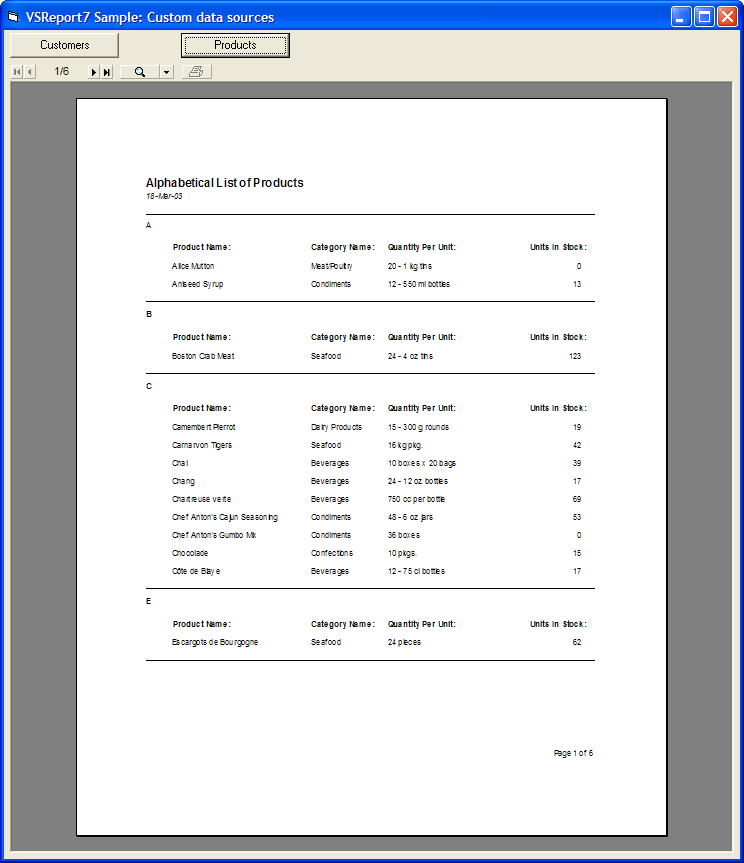 Customer DataUse VSView to create reports based on custom data sources.