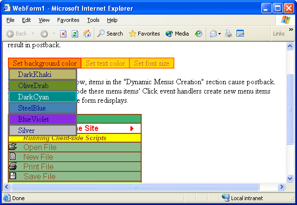 Screenshot of ComponentOne WebMenus and WebBars for ASP.NET