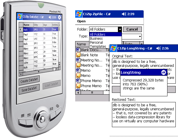 Screenshot of ComponentOne Zip for Mobile Devices