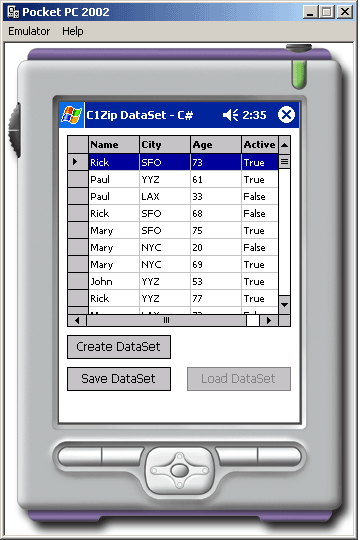 DataSetZip data from a selected dataset.