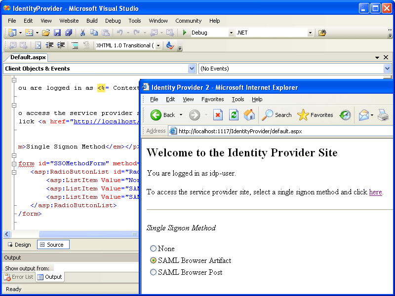 Screenshot of ComponentSpace SAML v1.1 for ASP.NET