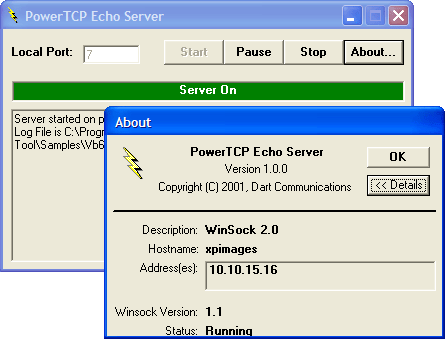 Echo ServerUse the Server Control and Service Control to create an Echo Server.