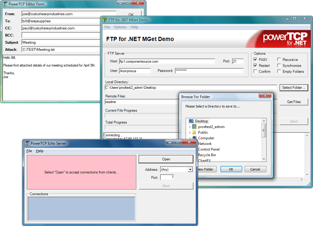 Screenshot of PowerTCP Suite Subscription