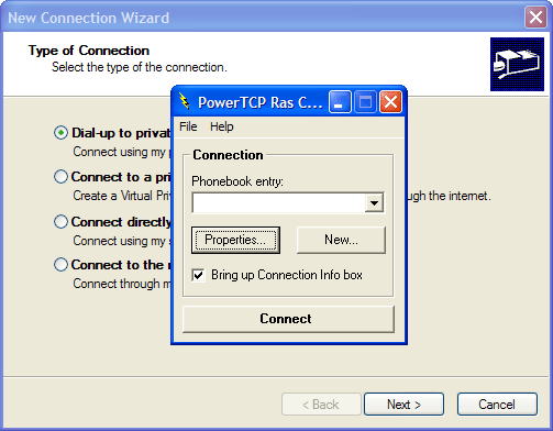 RASConnect to a RAS server.
