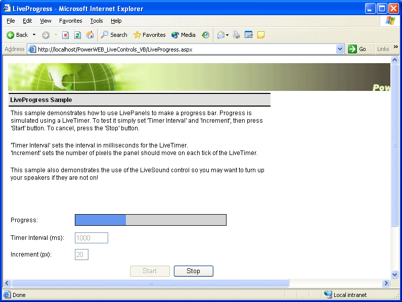 LiveProgressUse LivePanels to make a progress bar. Progress is simulated using a LiveTimer