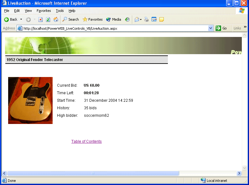 LiveAuctionUse LiveTimer, LiveImageButton, LiveMessageBox to simulate the last 2 minutes of an online auction.