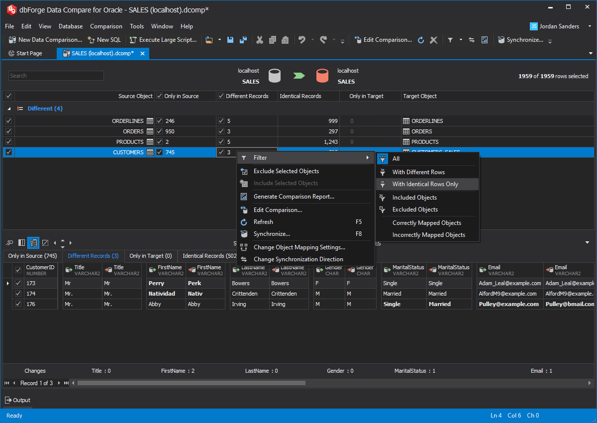 Manage Comparison Result