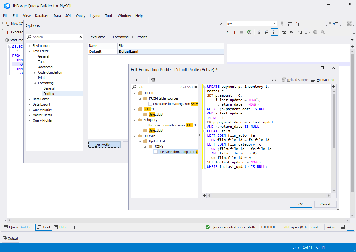 SQL Editing