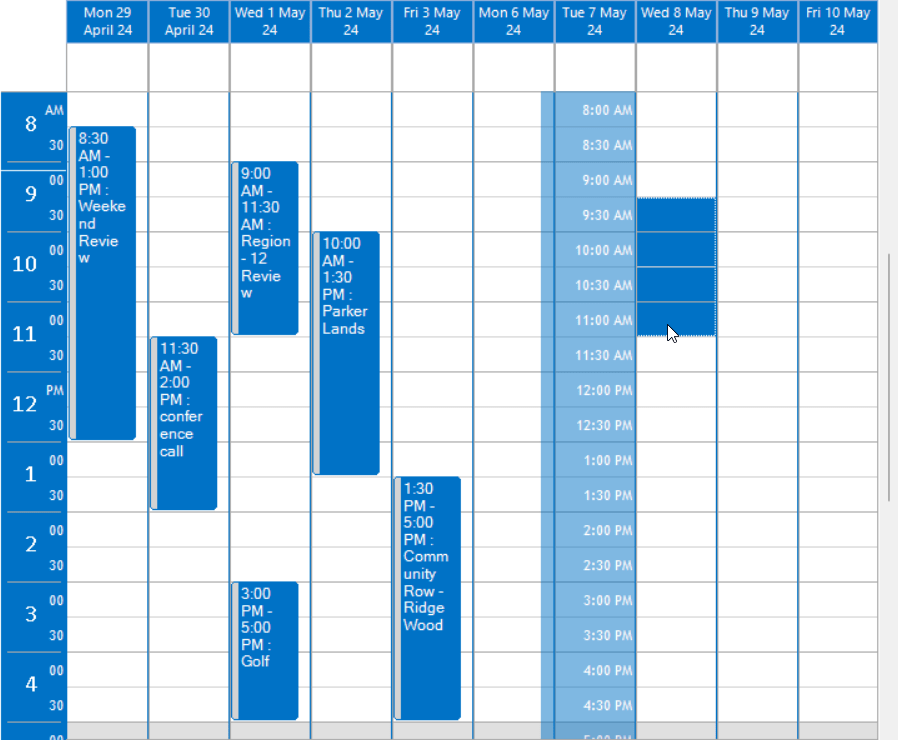 dbiDayView Columns